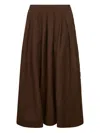 Uma Wang Brown Frontera Canvas Gomes Pleated Midi Skirt In Brown