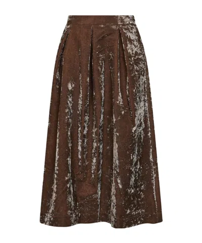 Uma Wang Pleated Skirt In Brown