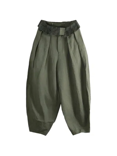 Uma Wang Pleated Tapered Trousers In Green