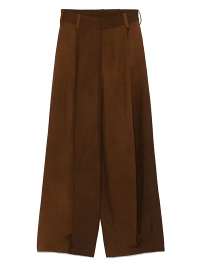 Uma Wang Pleated Trousers In Brown