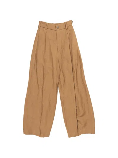 Uma Wang Pleated Trousers In Brown