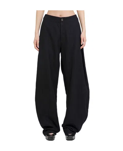 Uma Wang Pleated Velvet Trousers In Black