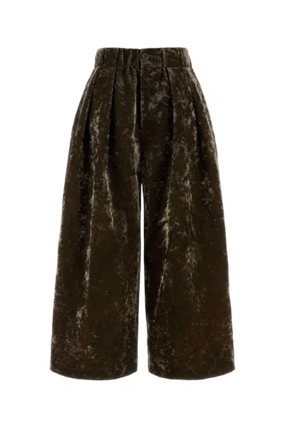 Uma Wang Poetic Velvet High Waist Pleated Trousers In Black