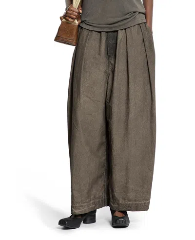 Uma Wang Poetic Pleated Cotton Trousers In Gray