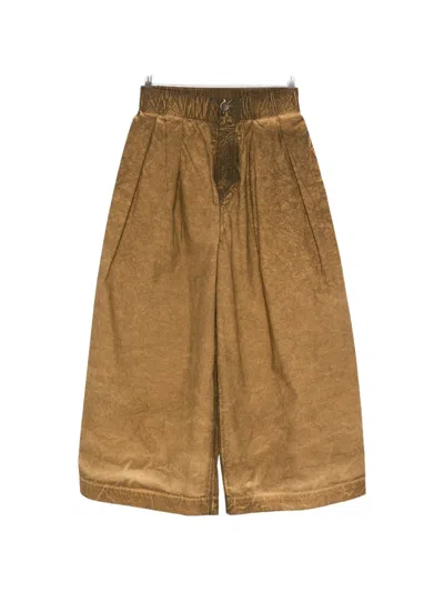 Uma Wang Poetic Wide Leg Pleated Trousers Back Pockets In Brown