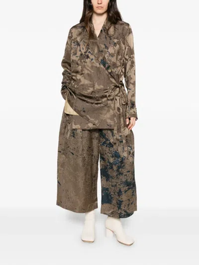 Uma Wang Poetic Wide-leg Cropped Trousers In Brown