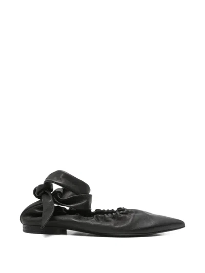 Uma Wang Pointed-toe Ankle-tie Ballet Flats In Black