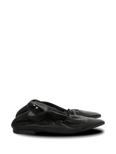 Uma Wang Pointed-toe Gathered-detail Ballet Flats In Black