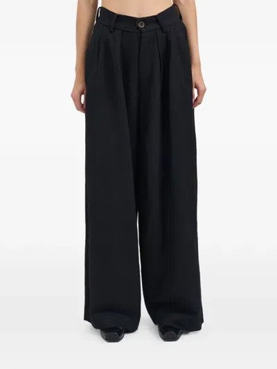 Uma Wang Polina Linen And Wool Trousers In Black
