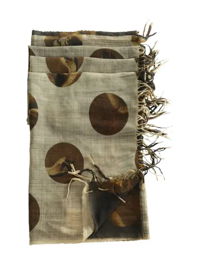 Uma Wang Polka-dot Fringed Scarf In Green