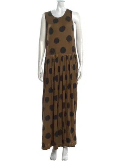 Pre-owned Uma Wang Polka Dot Print Long Dress In Brown