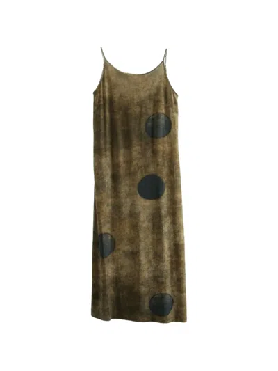 Uma Wang Polka-dot Daya Midi Dress In Brown