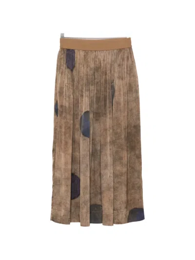 Uma Wang Polka-dot Pleated Midi Skirt In Brown