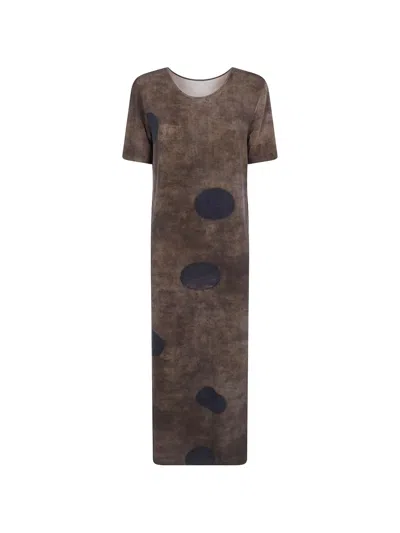 Uma Wang Polka-dot Print Maxi Dress In Brown
