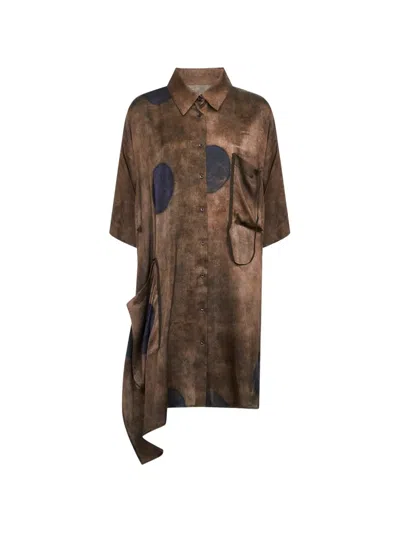 Uma Wang Polka-dot Shirt In Brown