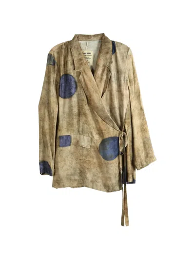 Uma Wang Polka-dot Wrap Jacket In Brown