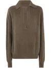 Uma Wang Long Sleeve Ribbed Polo Shirt Design In Brown