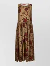 Uma Wang Printed Viscose And Cupro Ardal Midi Dress In Brown