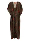 Uma Wang Pomegranate Print A-line Dress V-neck In Brown