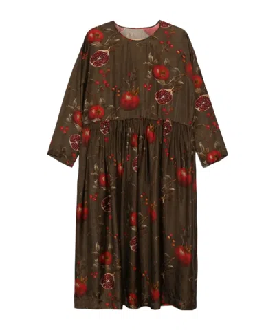 Uma Wang Crewneck Long Sleeves Fruit Print Dress In Multi
