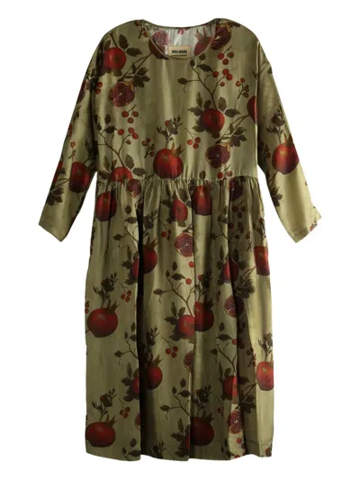 Uma Wang Pomegranate-print Midi Dress In Green