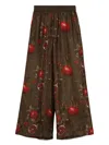 Uma Wang Wide-leg Pansy Pants With Contrasting Pomegranate Design