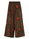 Uma Wang High Waist Pomegranate Print Wide Leg Trousers In Multi
