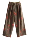 Uma Wang Pomegranate Print Pleated Trousers In Brown