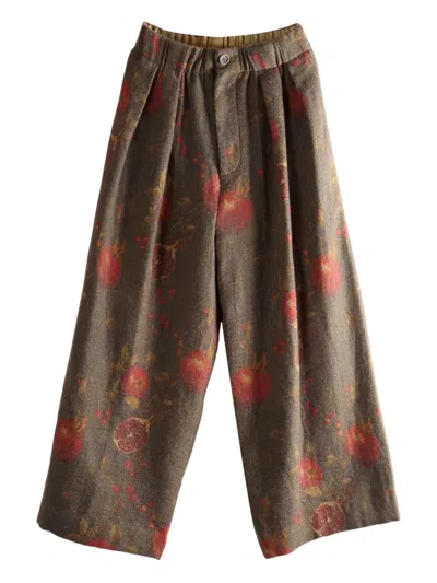 UMA WANG POMEGRANATE PRINT PLEATED TROUSERS
