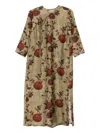 Uma Wang Pomegranate-print Tie-front Midi Dress In Brown