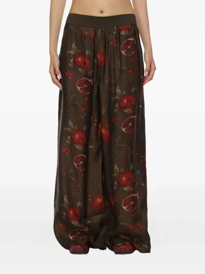 Uma Wang Pomegranate-print Trousers In Brown