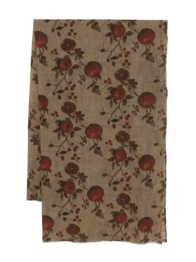 Uma Wang Pomegranate-print Wool Scarf In Green
