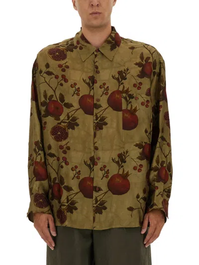 Uma Wang Pomegranate-print Shirt In Brown