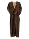 Uma Wang Pomegranate Print A-line Dress V-neck In Brown