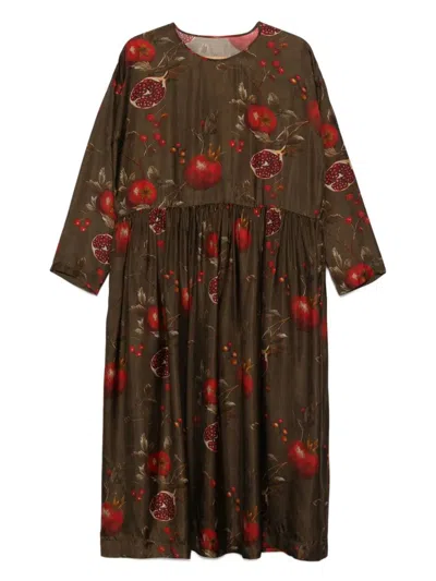 Uma Wang Printed Dress In Brown
