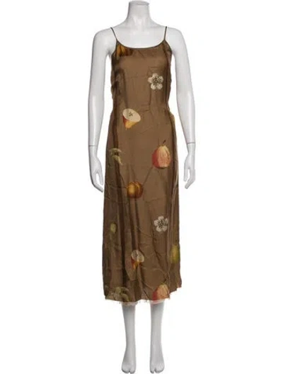 Pre-owned Uma Wang Printed Long Dress In Brown