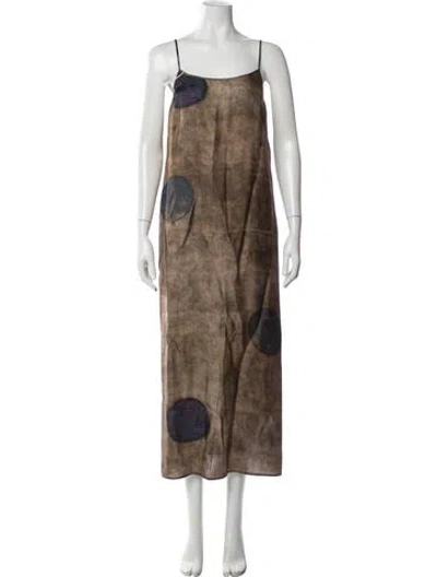 Pre-owned Uma Wang Printed Long Dress W/ Tags In Brown