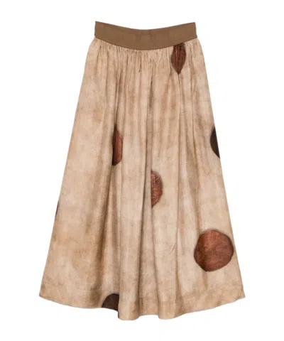 Uma Wang Printed Midi Skirt In Brown
