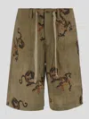 Uma Wang Pallor Cotton Bermuda Shorts In Tanblack
