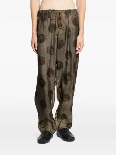 Uma Wang Printed Trousers In Green