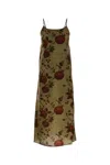 Uma Wang Floral Print Midi Dress With Spaghetti Straps In Brown