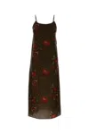Uma Wang Printed Viscose And Cupro Anaya Dress In Brown