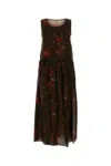Uma Wang Printed Viscose And Cupro Ardal Dress In Green