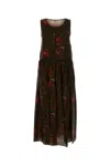 Uma Wang Printed Viscose And Cupro Ardal Dress In Brown