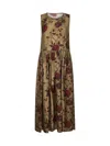 Uma Wang Printed Viscose And Cupro Ardal Midi Dress In Brown