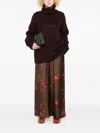 Uma Wang High Waist Pomegranate Print Wide Leg Trousers In Brown