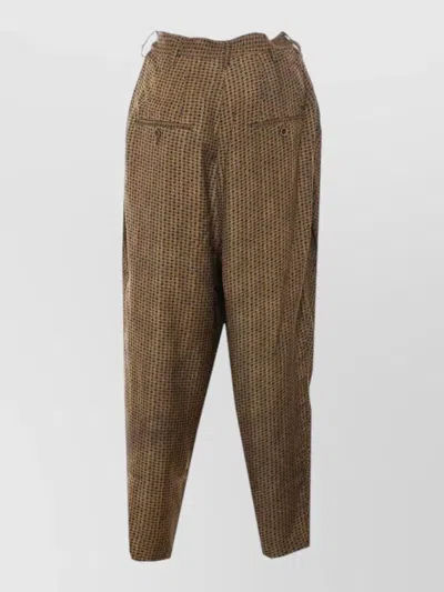 Uma Wang Priya Trousers Geometric Pattern Pleated Design In Brown