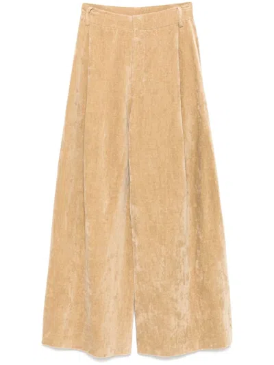 Uma Wang Trousers Belt-looped Wide-leg Trousers In Beige