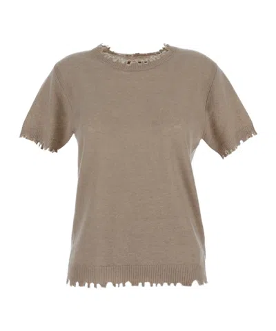 Uma Wang Raw-cut Fine-knit Top In Gray