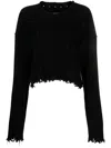 Uma Wang Cropped Ribbed Knitwear Top With Long Sleeves In Black